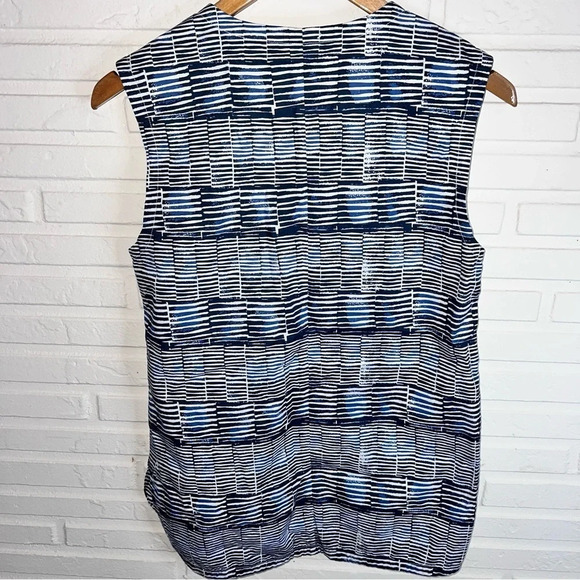 Kate Spade Saturday Cotton Navy Blue and White Sleeveless Shirt, Size Small - Picture 5 of 6